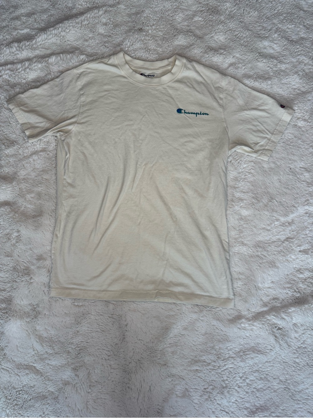 Champion Cream Logo T-Shirt Size M
